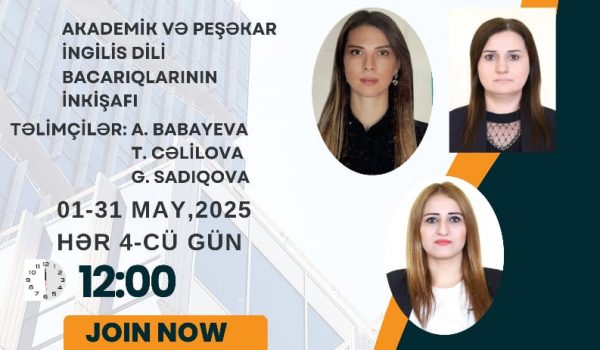 “Akademik və peşəkar İngilis dili bacarıqlarının inkişafı” mövzusunda təlim təşkil olunacaq