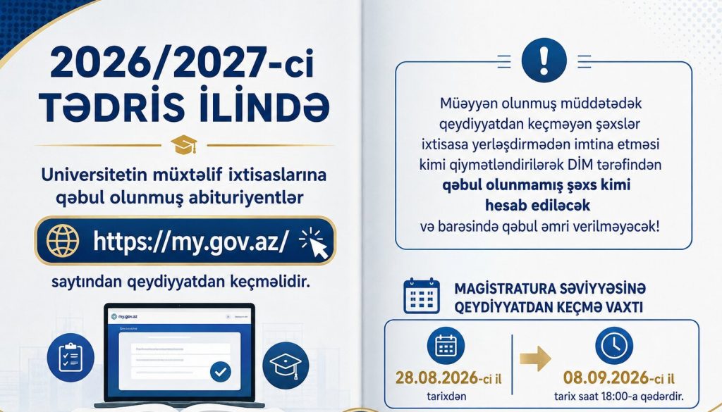 GDU-nun bakalavriat səviyyəsinə qəbul olunanların nəzərinə!