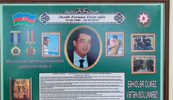      Gəncə Dövlət Universitetində şəhid məzun Fərman Əsədlinin adını daşıyan auditoriya istifadəyə verilib